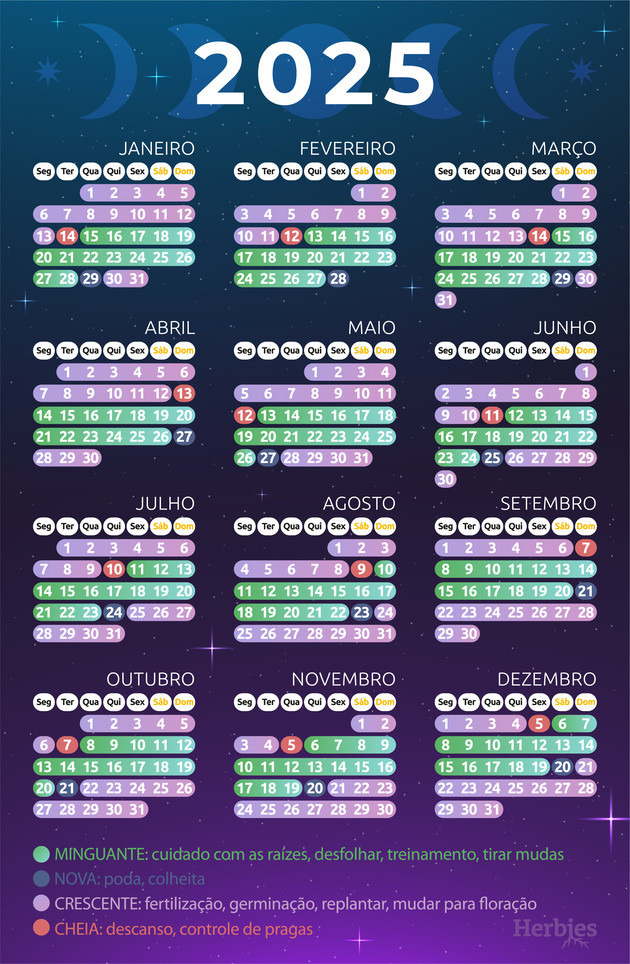 calendário lunar 2025 para sementes de cannabis