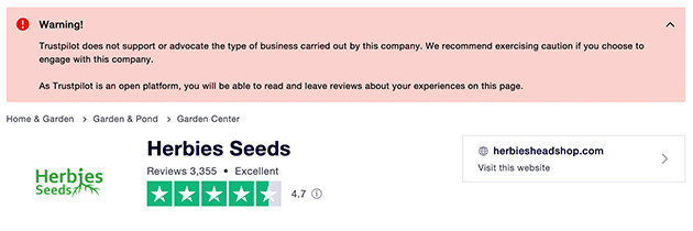 pourquoi herbiesheadshop a-t-il été retiré de trustpilot