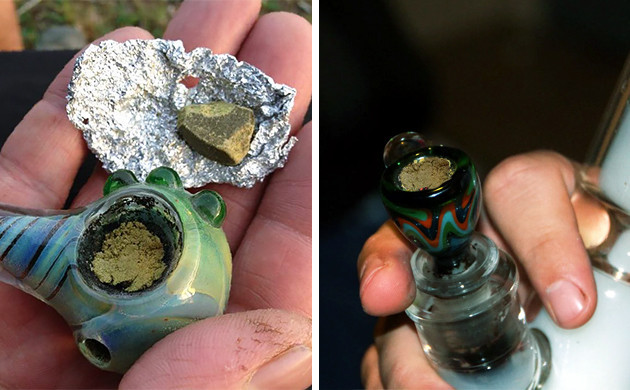 fumar hash em um pipe ou bong