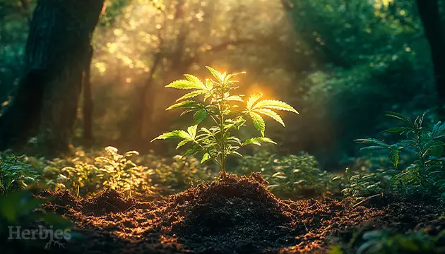 growing weed in the woods