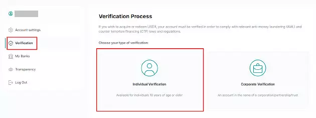 individual verification usdt account
