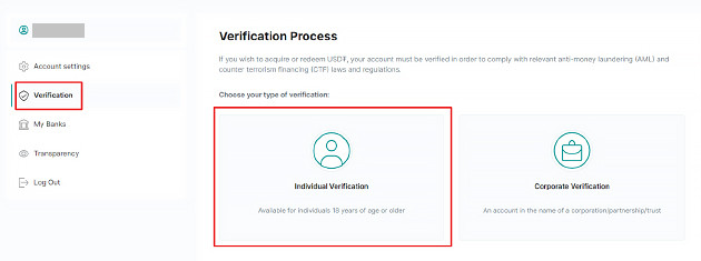 individual verification usdt account